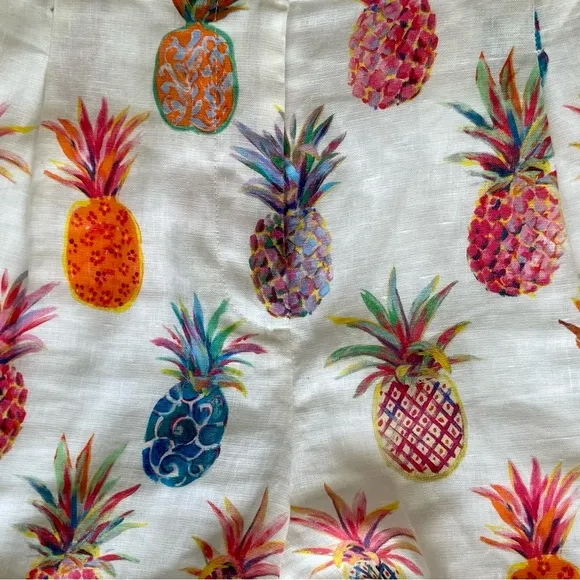 🍍 J. Crew, Piña Colada Ratti Painted Pineapple Linen Shorts