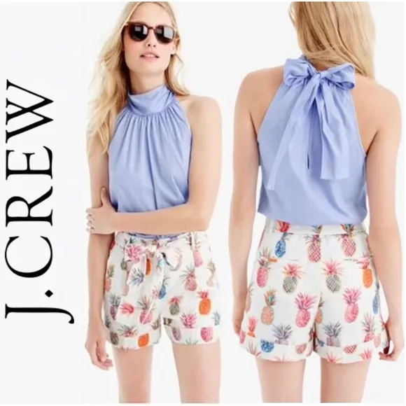 🍍 J. Crew, Piña Colada Ratti Painted Pineapple Linen Shorts