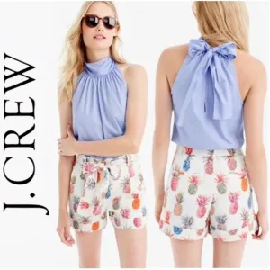 🍍 J. Crew, Piña Colada Ratti Painted Pineapple Linen Shorts