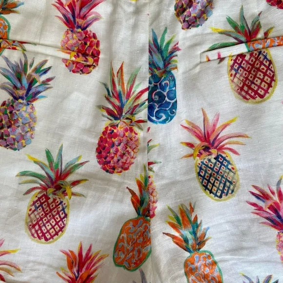 🍍 J. Crew, Piña Colada Ratti Painted Pineapple Linen Shorts