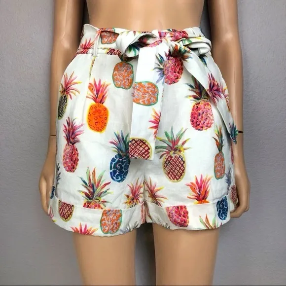🍍 J. Crew, Piña Colada Ratti Painted Pineapple Linen Shorts