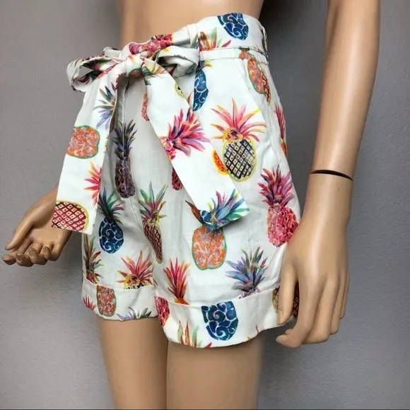 🍍 J. Crew, Piña Colada Ratti Painted Pineapple Linen Shorts