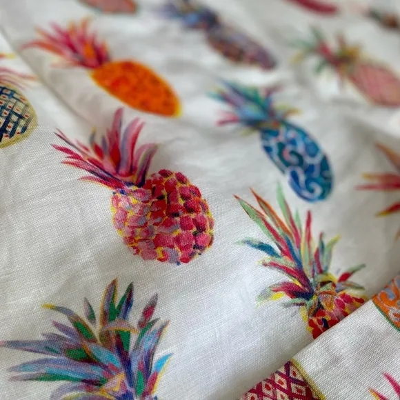 🍍 J. Crew, Piña Colada Ratti Painted Pineapple Linen Shorts