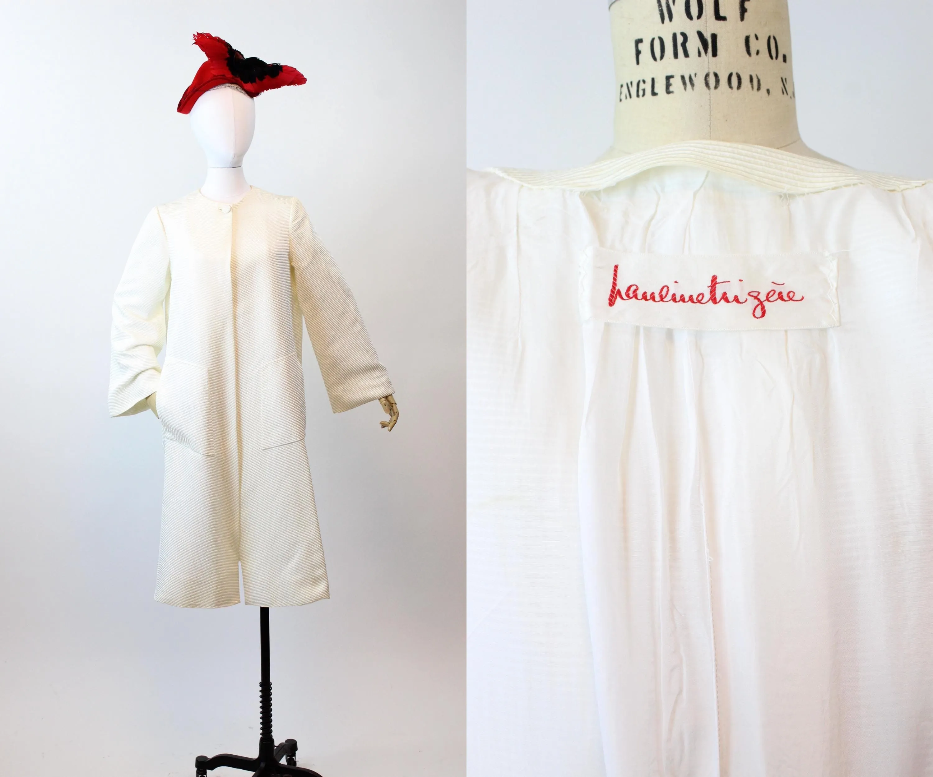1980s PAULINE TRIGERE white ribbed coat small medium | new spring summer