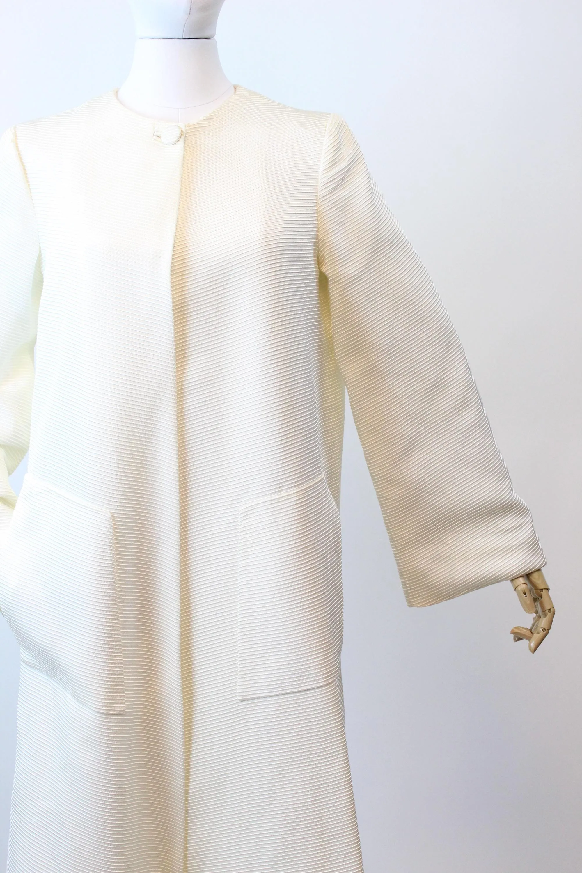 1980s PAULINE TRIGERE white ribbed coat small medium | new spring summer