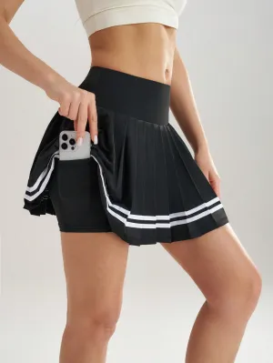 1pc Outdoor Sports Yoga 2-In-1 Skirt Short With Pockets