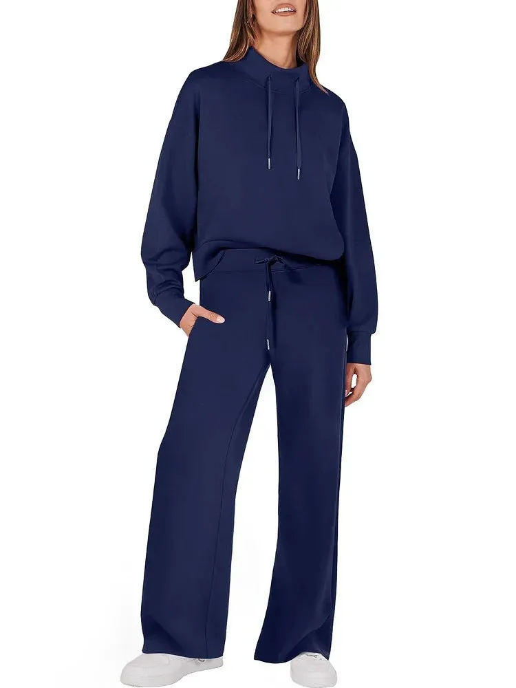 2024 Women's 2 Piece Outfits Sweatsuit Set Drawstring Sweatshirt Lounge Set(BUY 2 FREE SHIPPING)