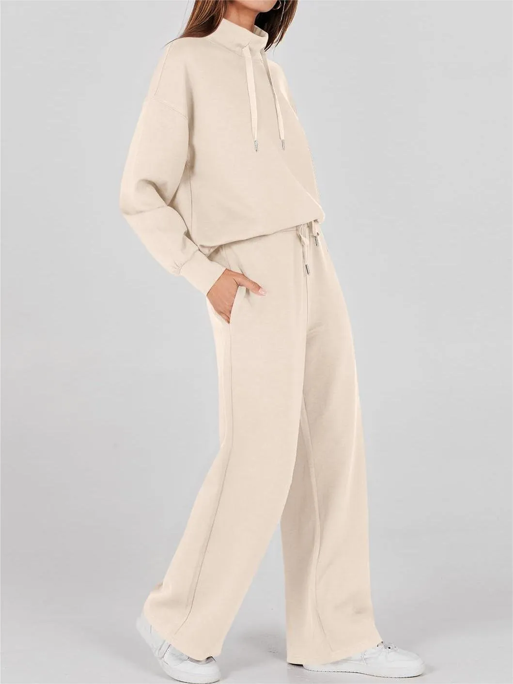 2024 Women's 2 Piece Outfits Sweatsuit Set Drawstring Sweatshirt Lounge Set(BUY 2 FREE SHIPPING)
