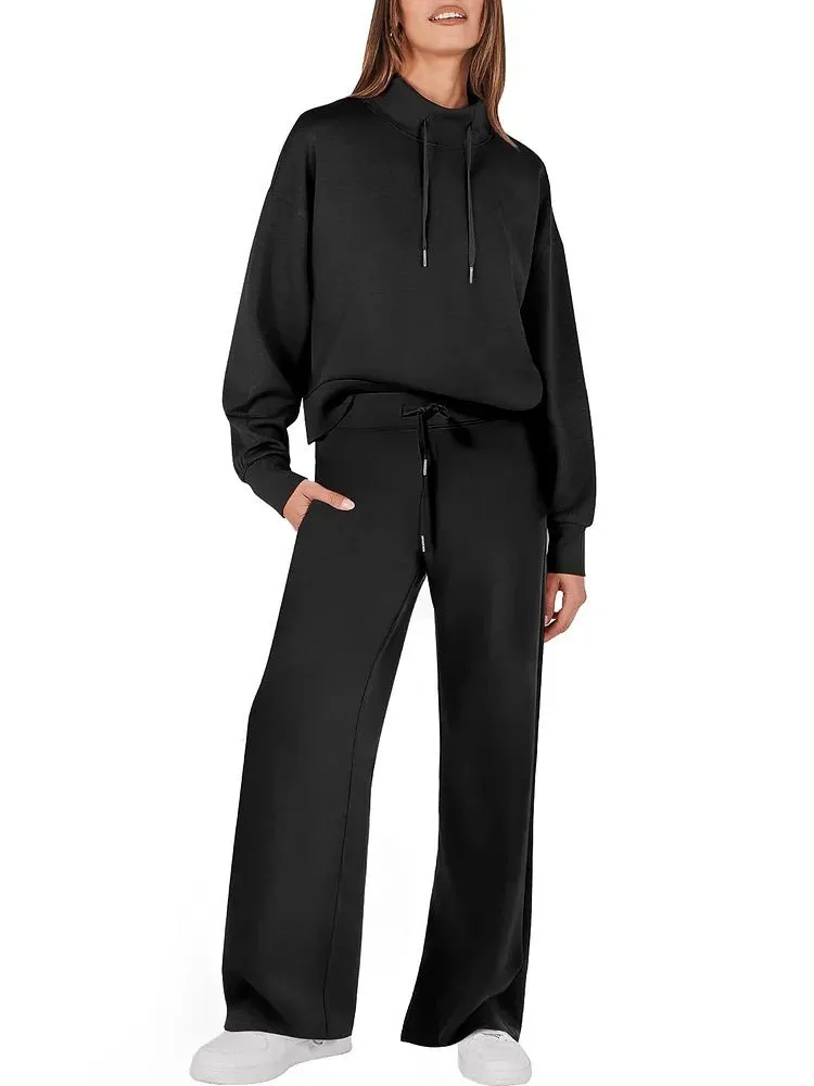 2024 Women's 2 Piece Outfits Sweatsuit Set Drawstring Sweatshirt Lounge Set(BUY 2 FREE SHIPPING)