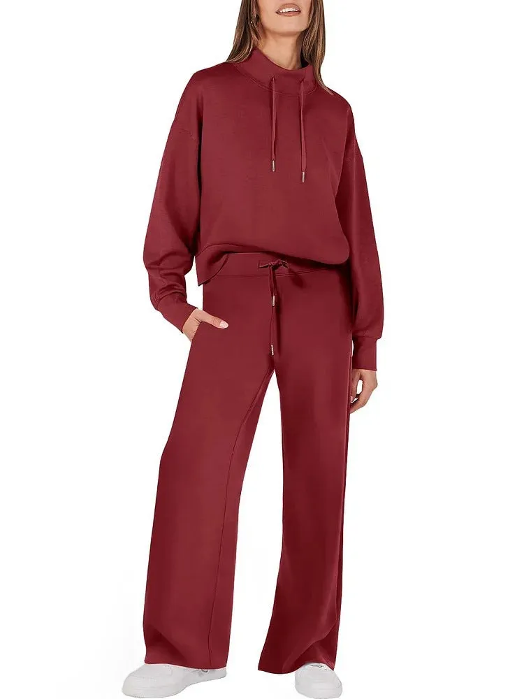 2024 Women's 2 Piece Outfits Sweatsuit Set Drawstring Sweatshirt Lounge Set(BUY 2 FREE SHIPPING)