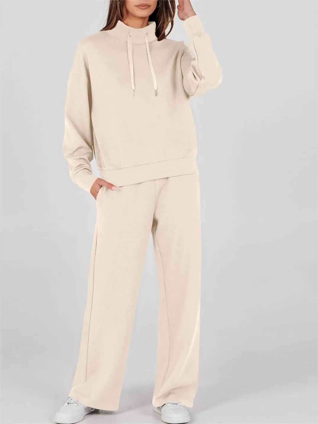 2024 Women's 2 Piece Outfits Sweatsuit Set Drawstring Sweatshirt Lounge Set(BUY 2 FREE SHIPPING)