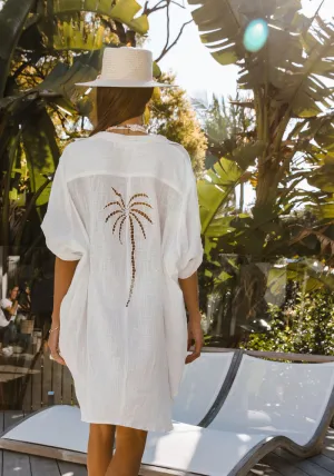 3 Palm Shirt Dress- White PRESALE