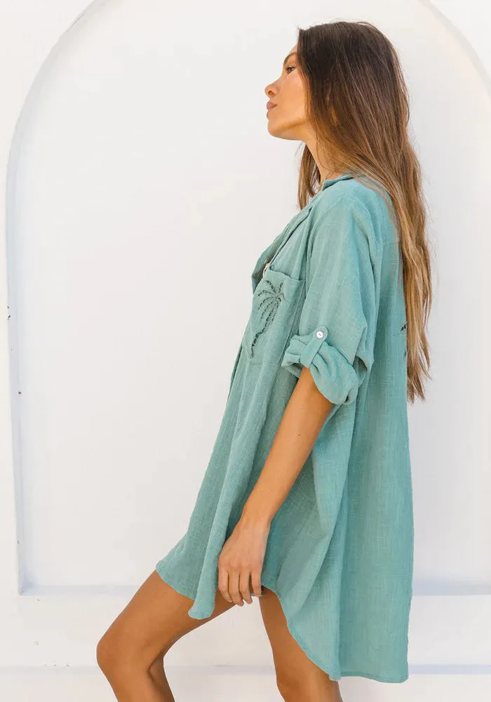3 Palms Shirtdress Sea Green