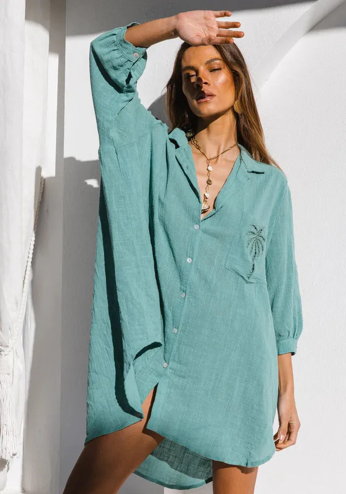 3 Palms Shirtdress Sea Green