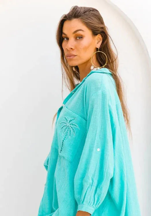 3 Palms Shirtdress Turquoise