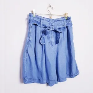 3.1 Phillip Lim Blue Chambray Shorts Womens 4 Tied Waist Wide Leg Tencel