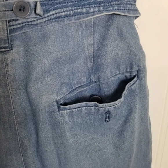 3.1 Phillip Lim Blue Chambray Shorts Womens 4 Tied Waist Wide Leg Tencel