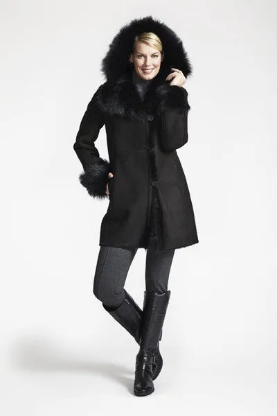 #378 Fitted Shearling Topper Toscana Hood and cuffs  Special order only