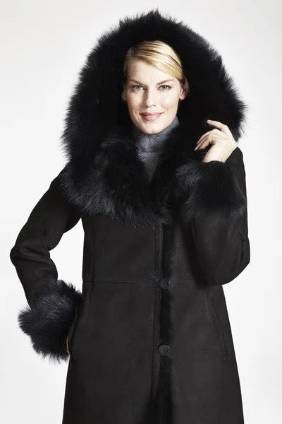 #378 Fitted Shearling Topper Toscana Hood and cuffs  Special order only