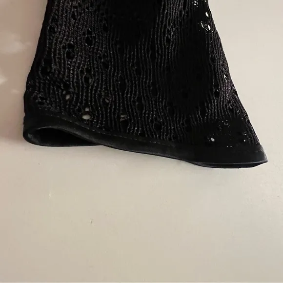 80s bebe moda Lace Macramé Crochet cardigan black button down V-neck