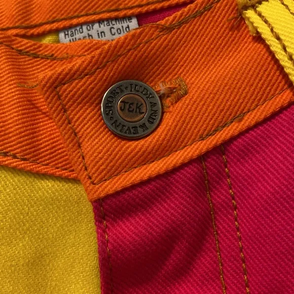 90s‎ colorblock denim shorts