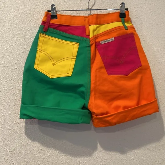 90s‎ colorblock denim shorts