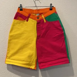90s‎ colorblock denim shorts