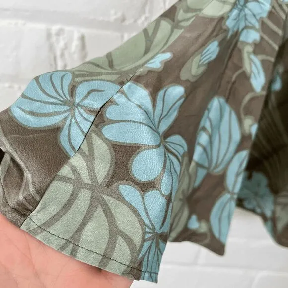 90s Y2K New York &amp; Co 100% Silk Bias Cut Floral Midi Skirt Size L