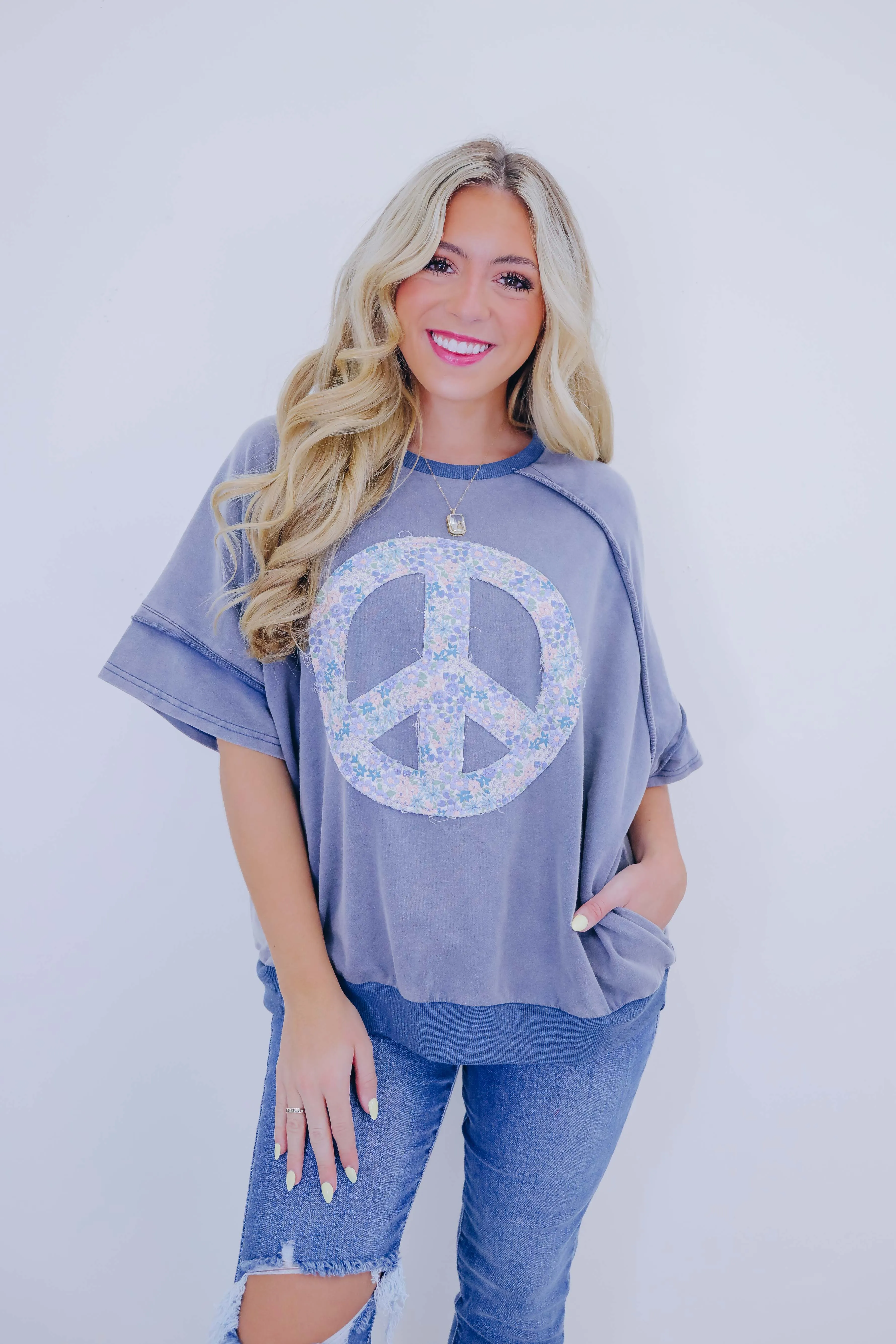 A Lil Peace Of Mind Floral Patch Top - 3 Colors