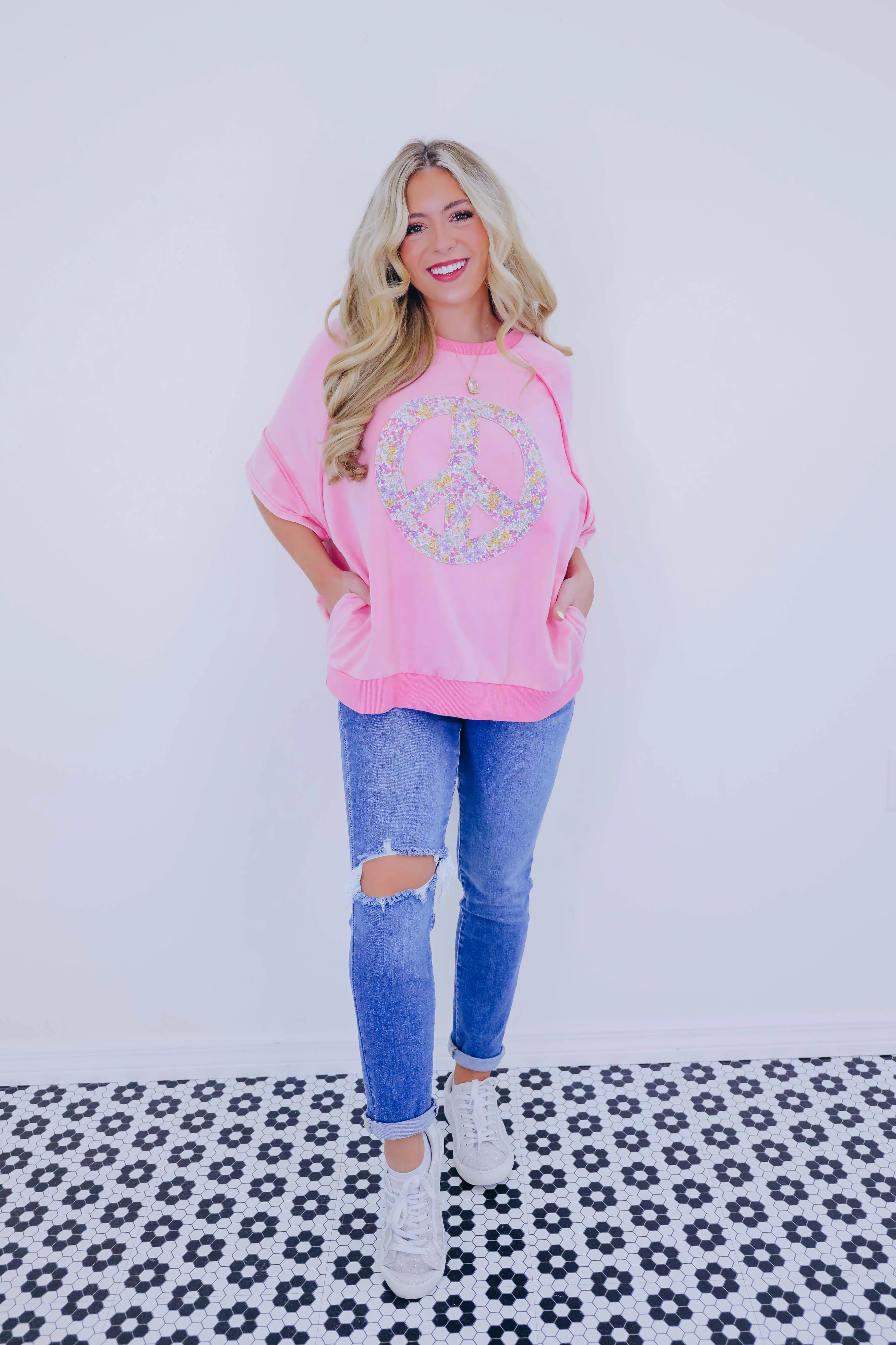 A Lil Peace Of Mind Floral Patch Top - 3 Colors