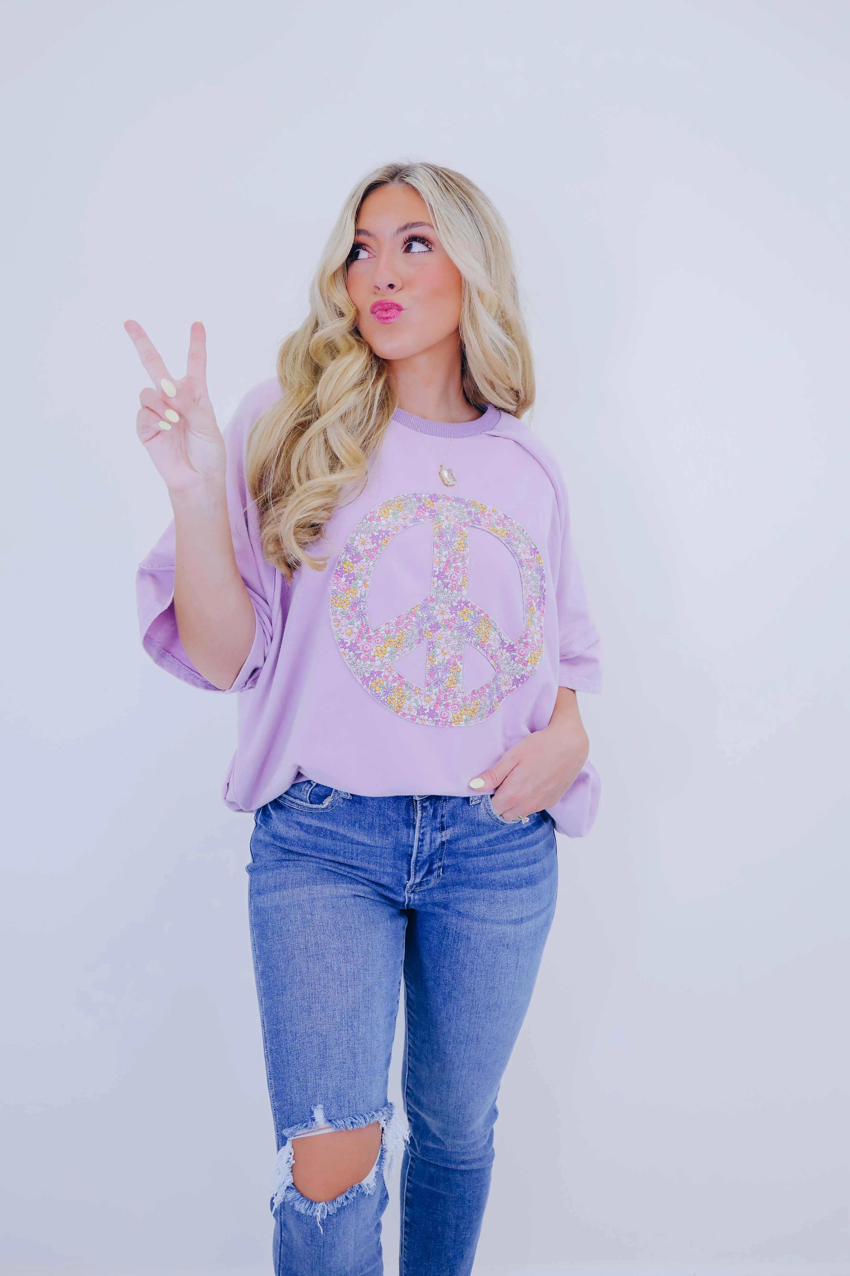 A Lil Peace Of Mind Floral Patch Top - 3 Colors