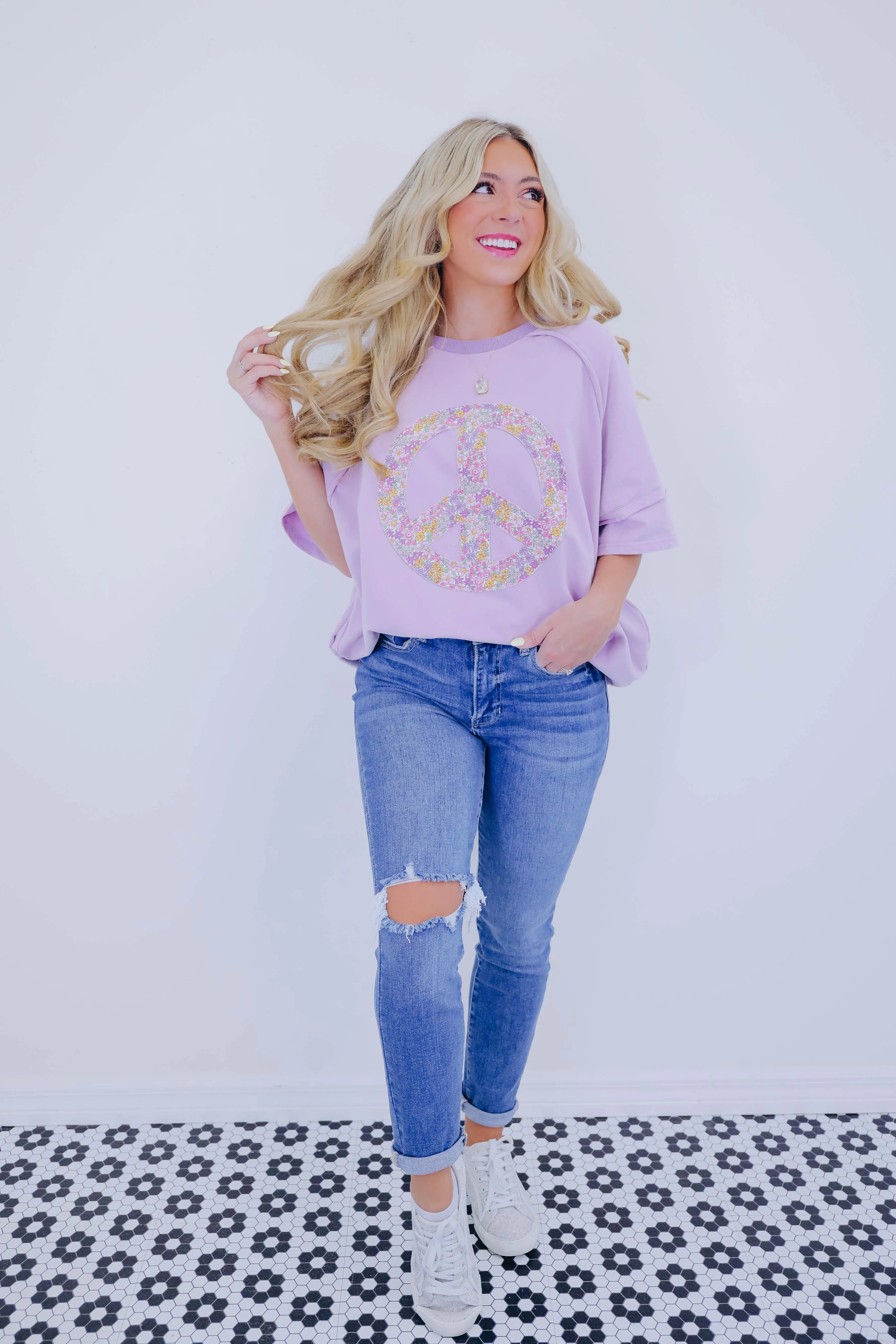 A Lil Peace Of Mind Floral Patch Top - 3 Colors