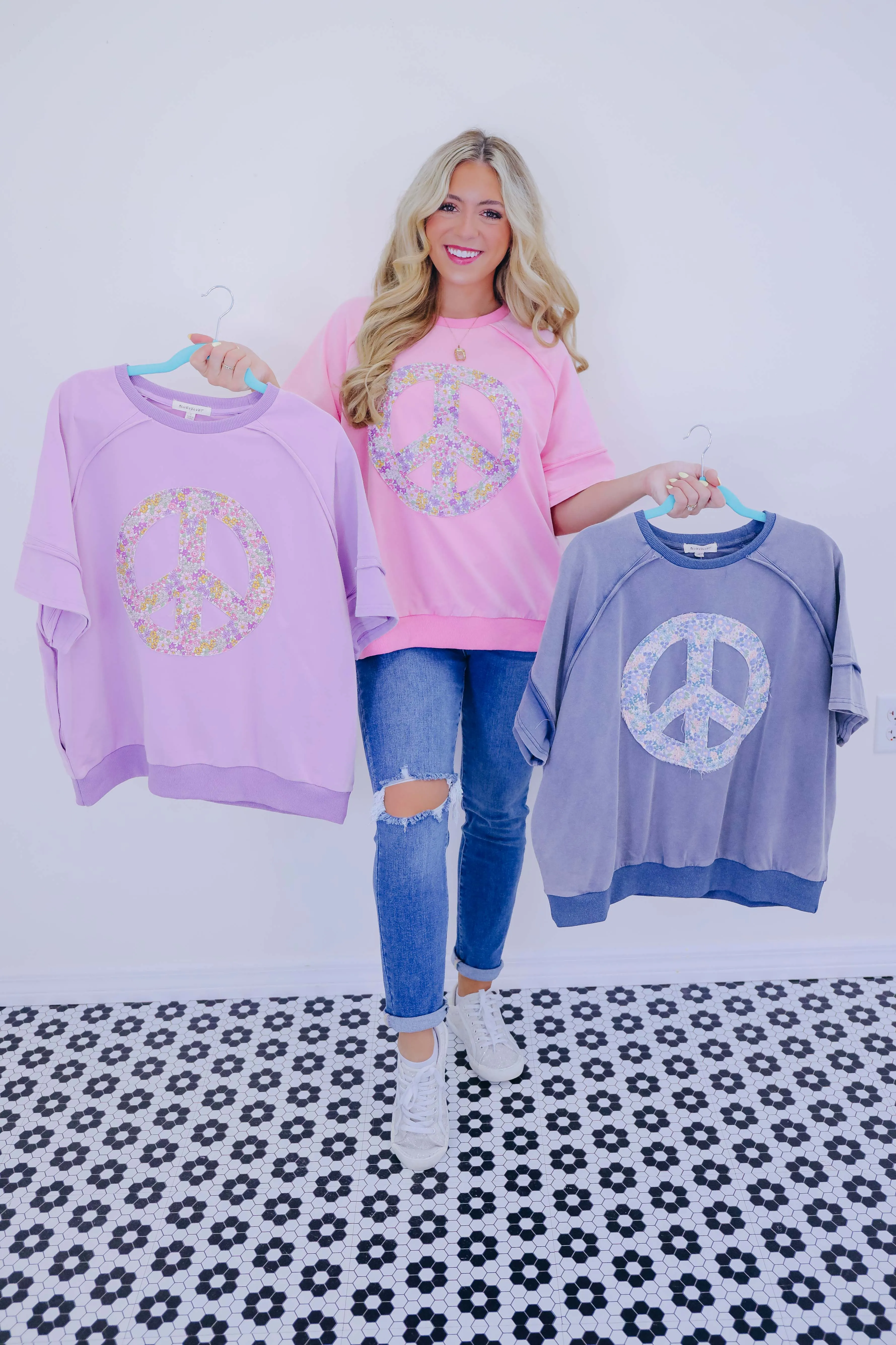 A Lil Peace Of Mind Floral Patch Top - 3 Colors