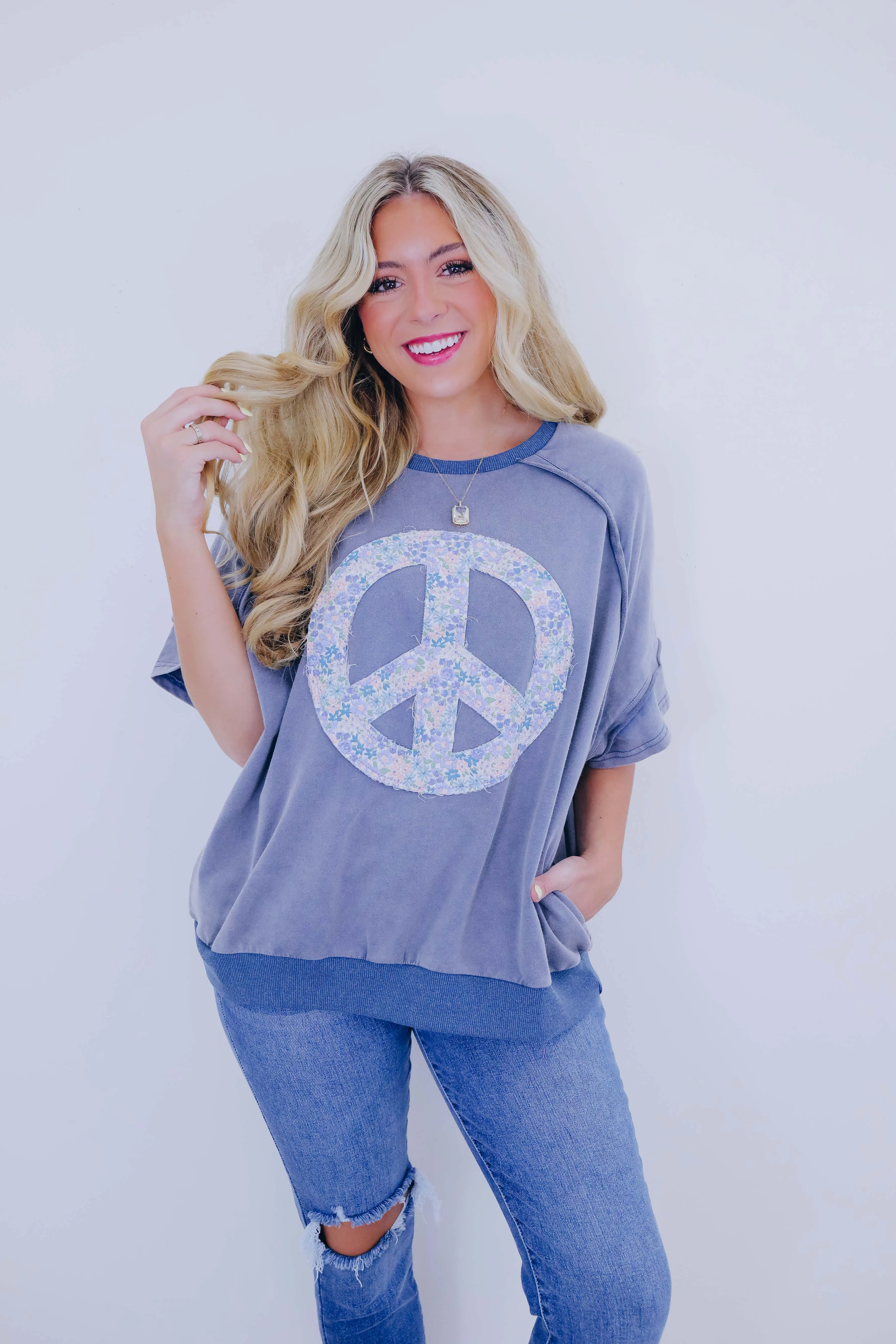 A Lil Peace Of Mind Floral Patch Top - 3 Colors