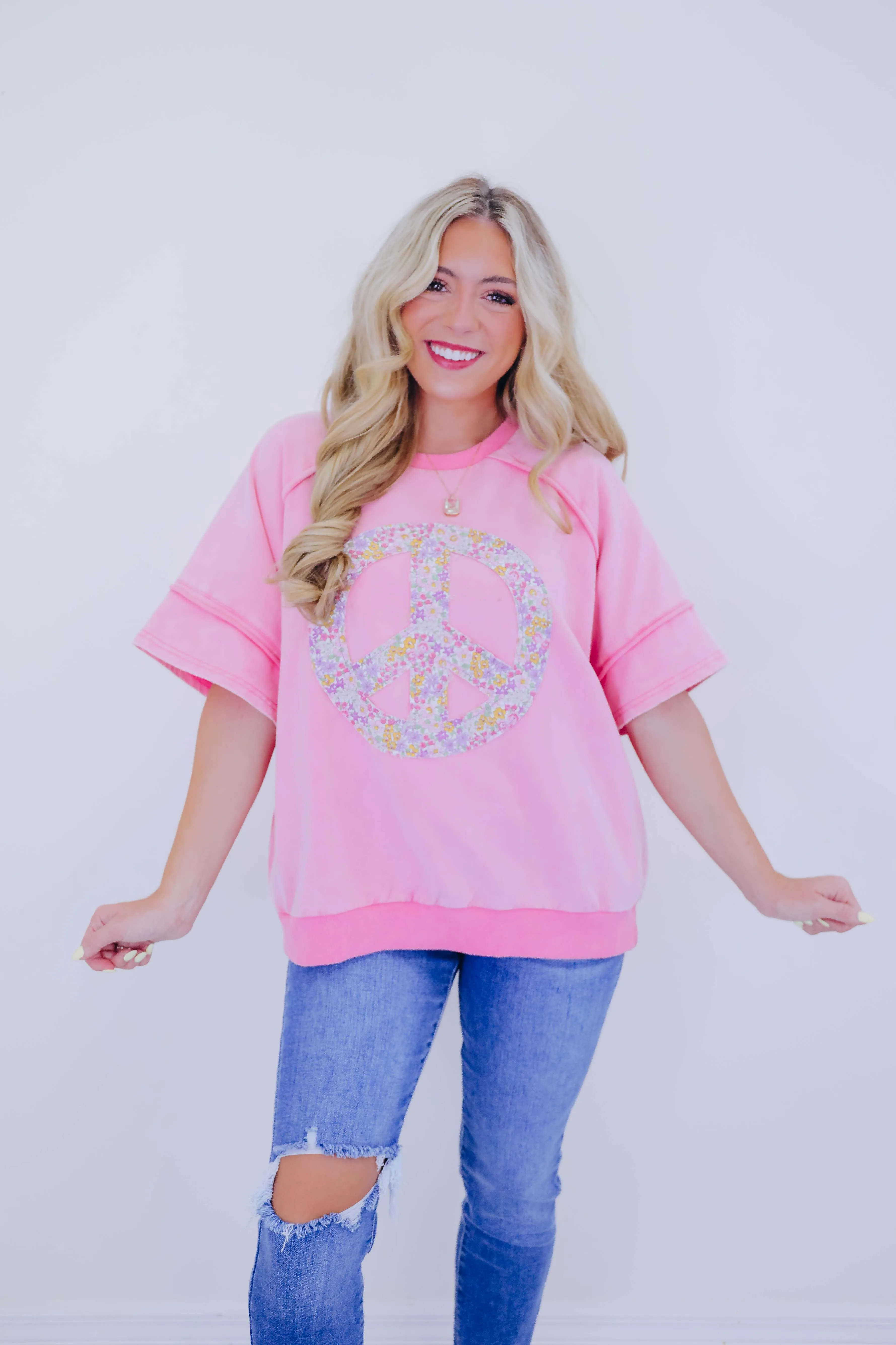 A Lil Peace Of Mind Floral Patch Top - 3 Colors