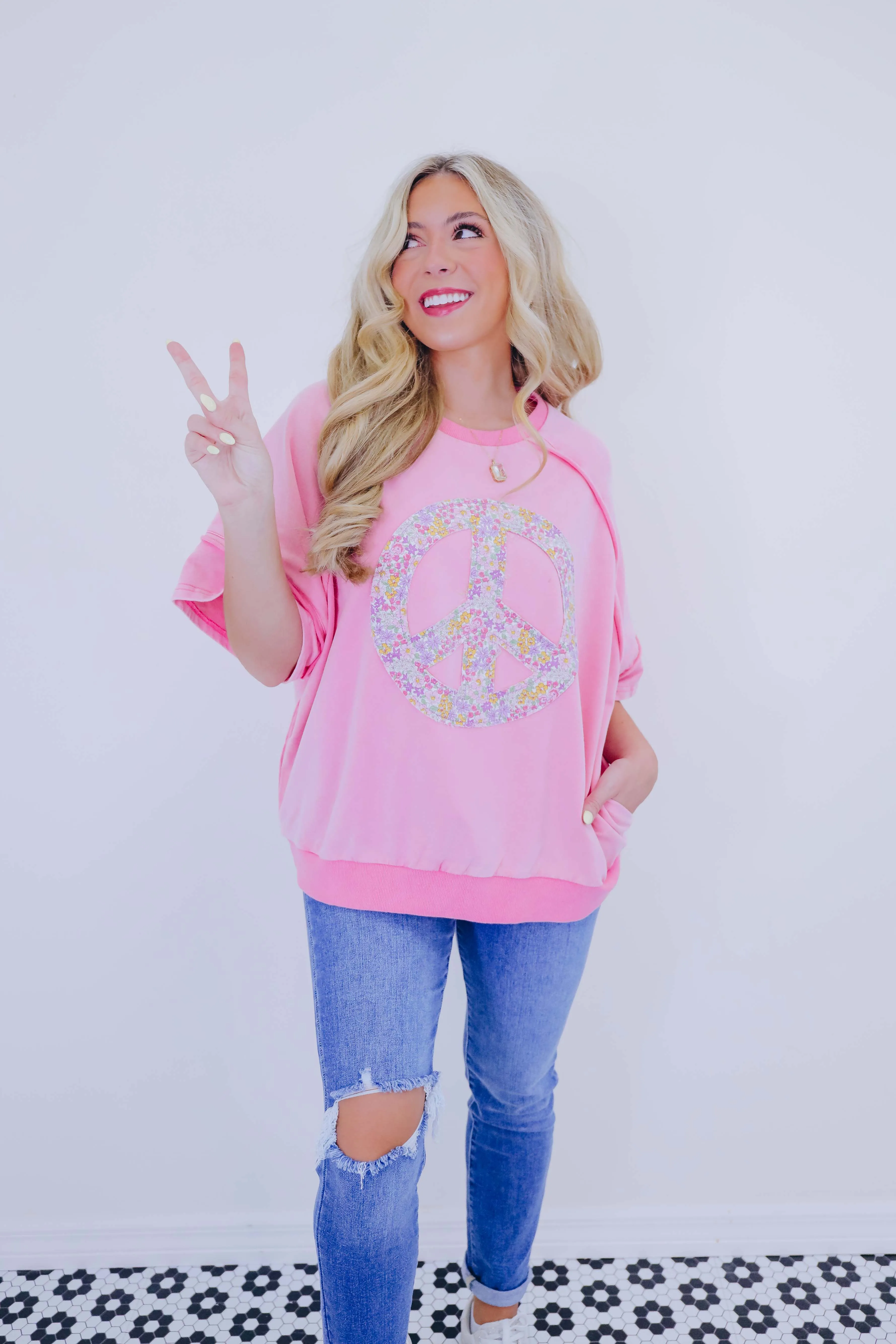 A Lil Peace Of Mind Floral Patch Top - 3 Colors