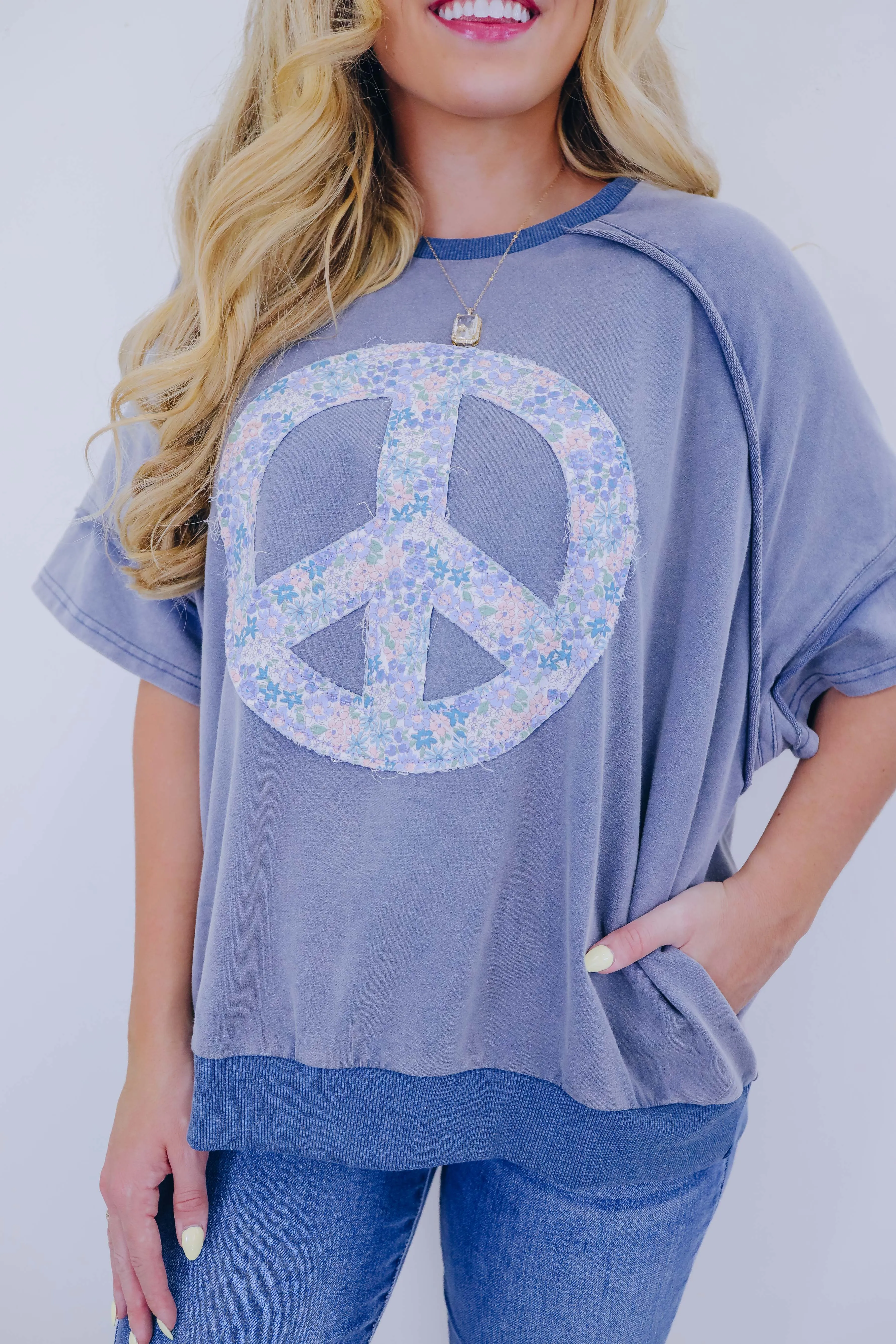 A Lil Peace Of Mind Floral Patch Top - 3 Colors