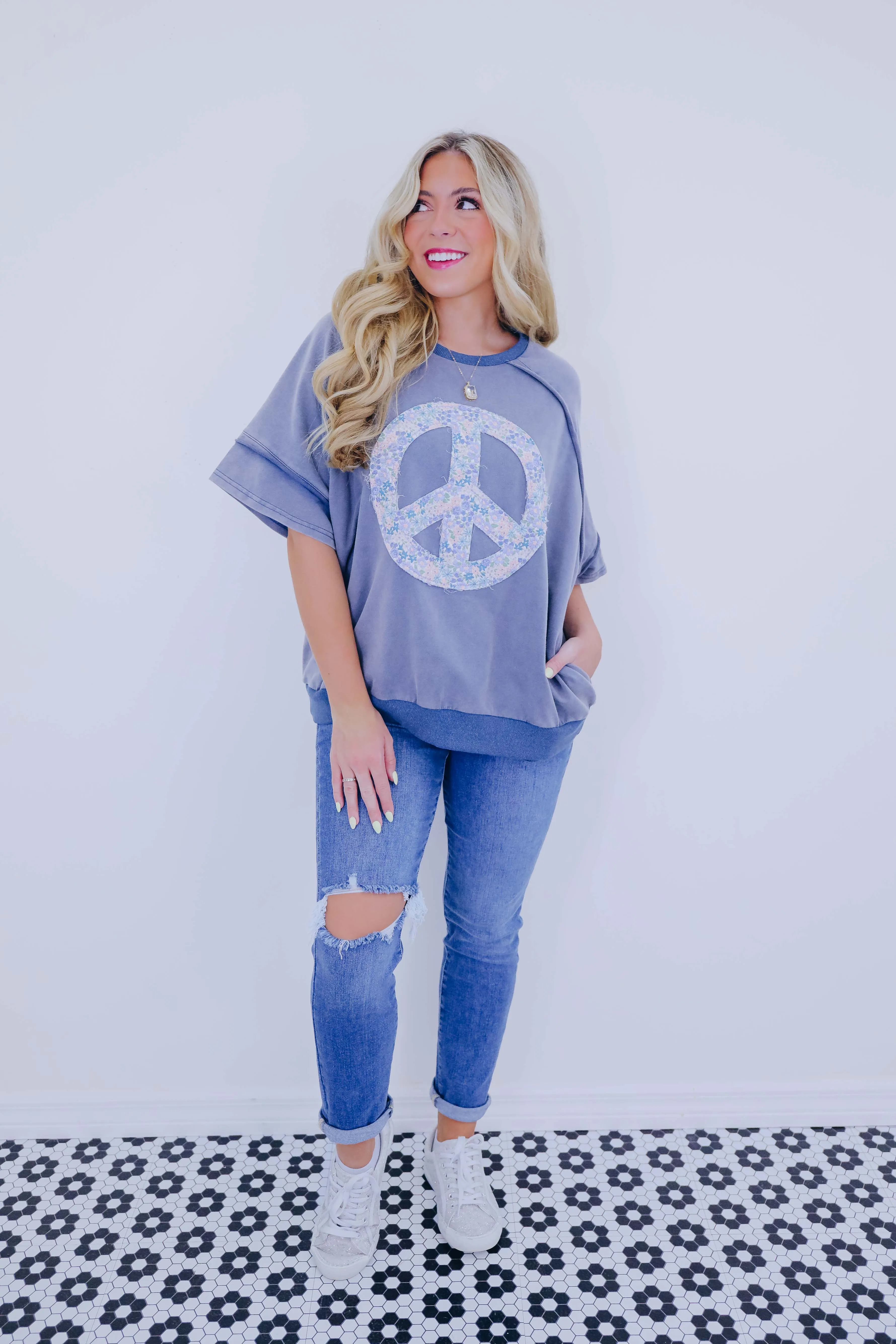 A Lil Peace Of Mind Floral Patch Top - 3 Colors