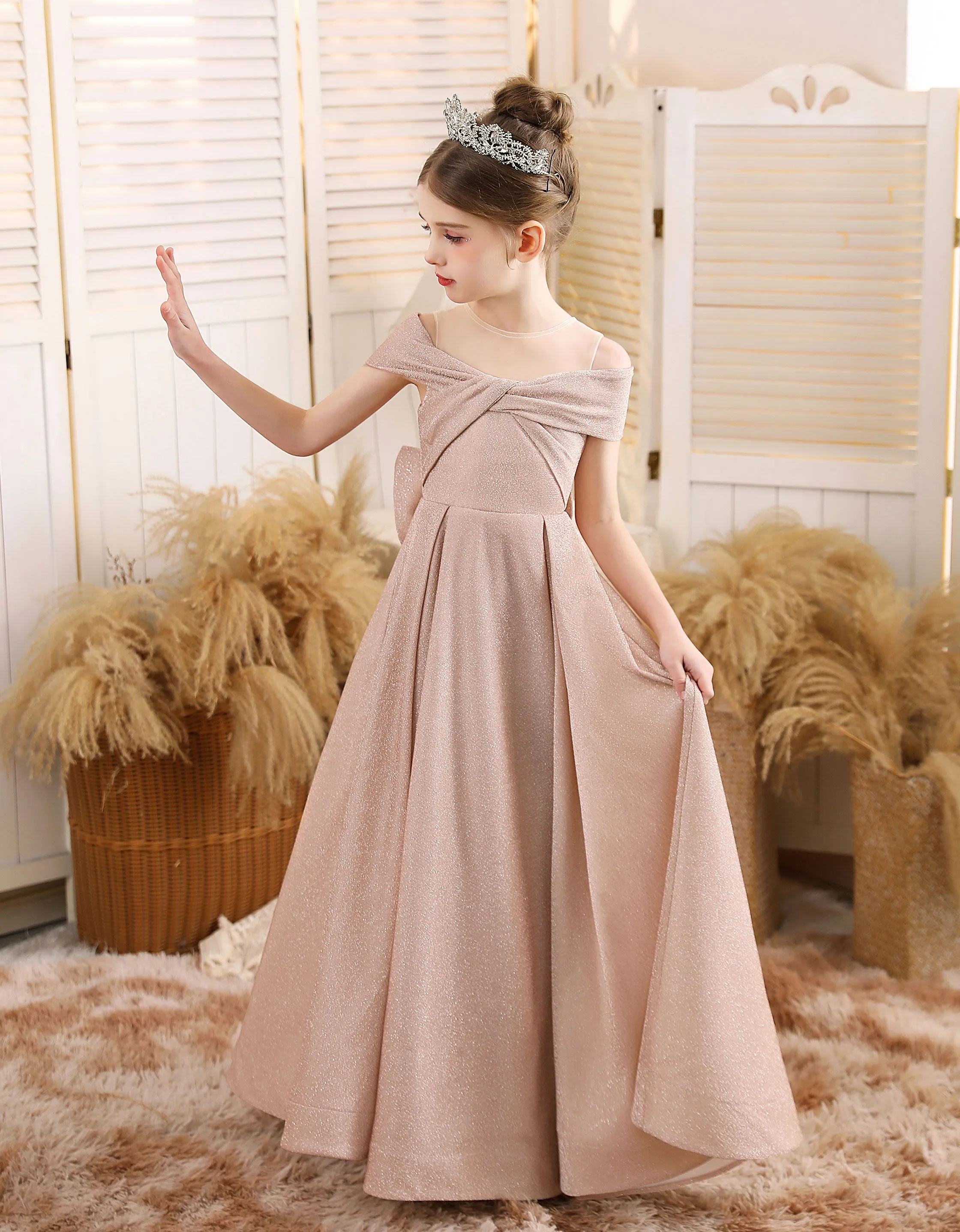 A-line Scoop Floor-Length Tulle/Sequin Flower Girl Dress