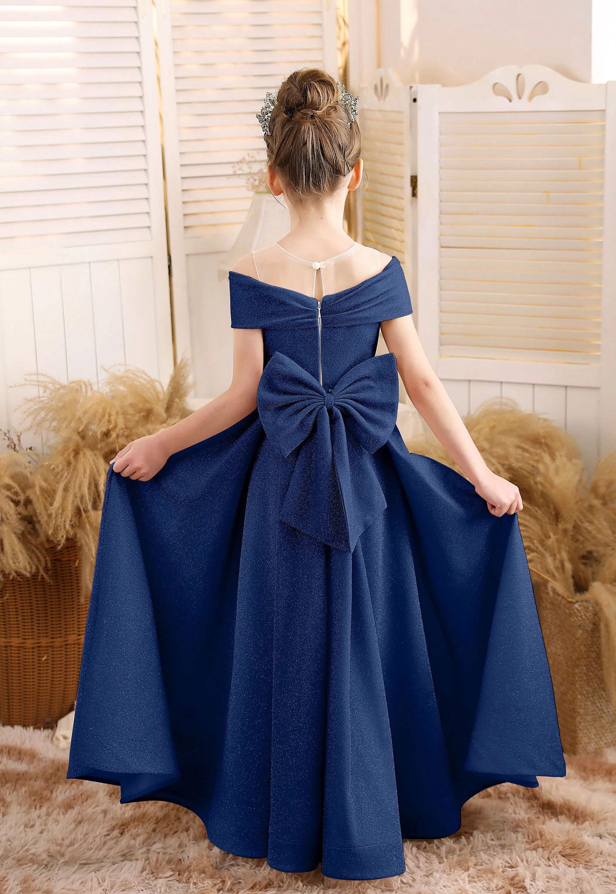 A-line Scoop Floor-Length Tulle/Sequin Flower Girl Dress