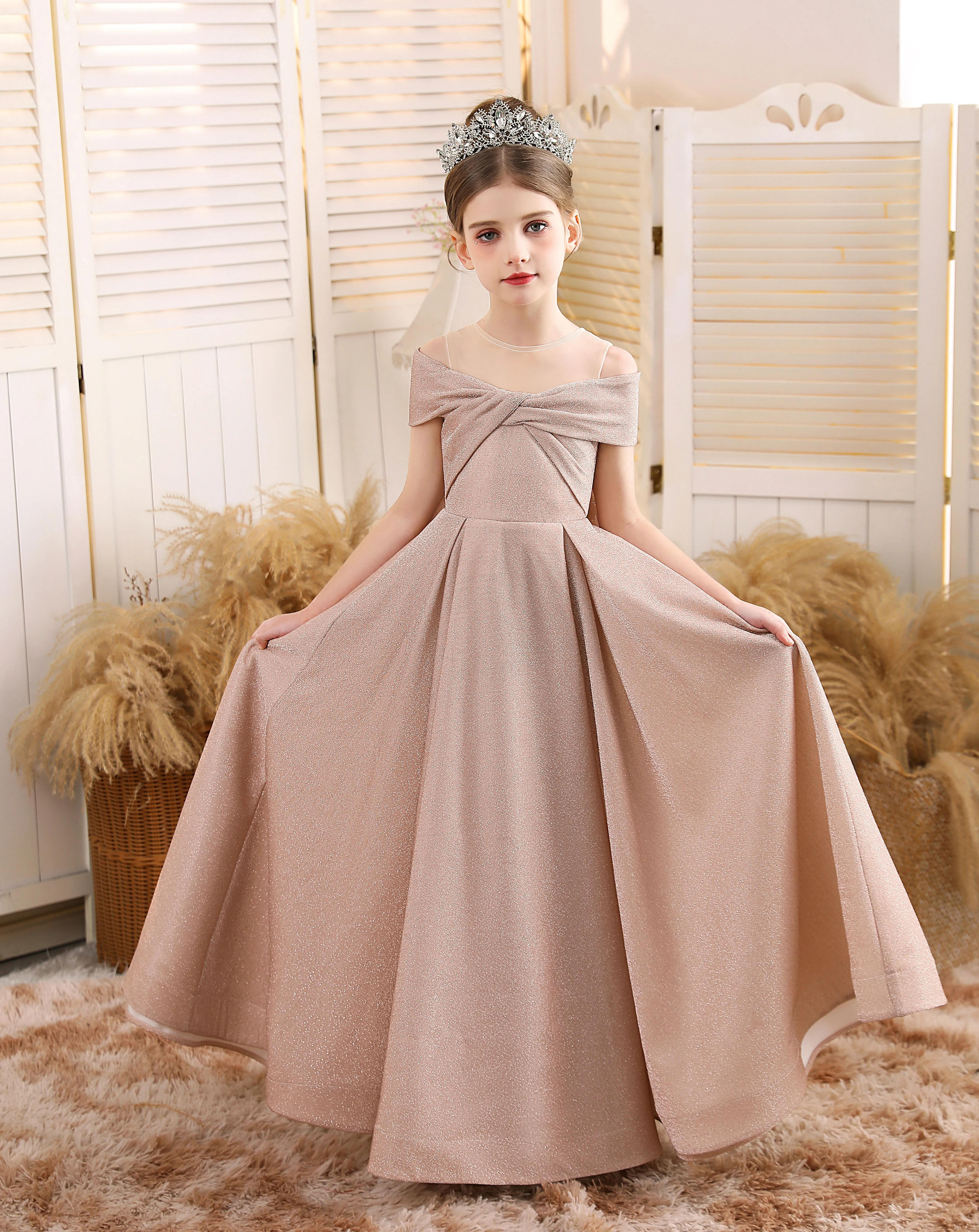 A-line Scoop Floor-Length Tulle/Sequin Flower Girl Dress