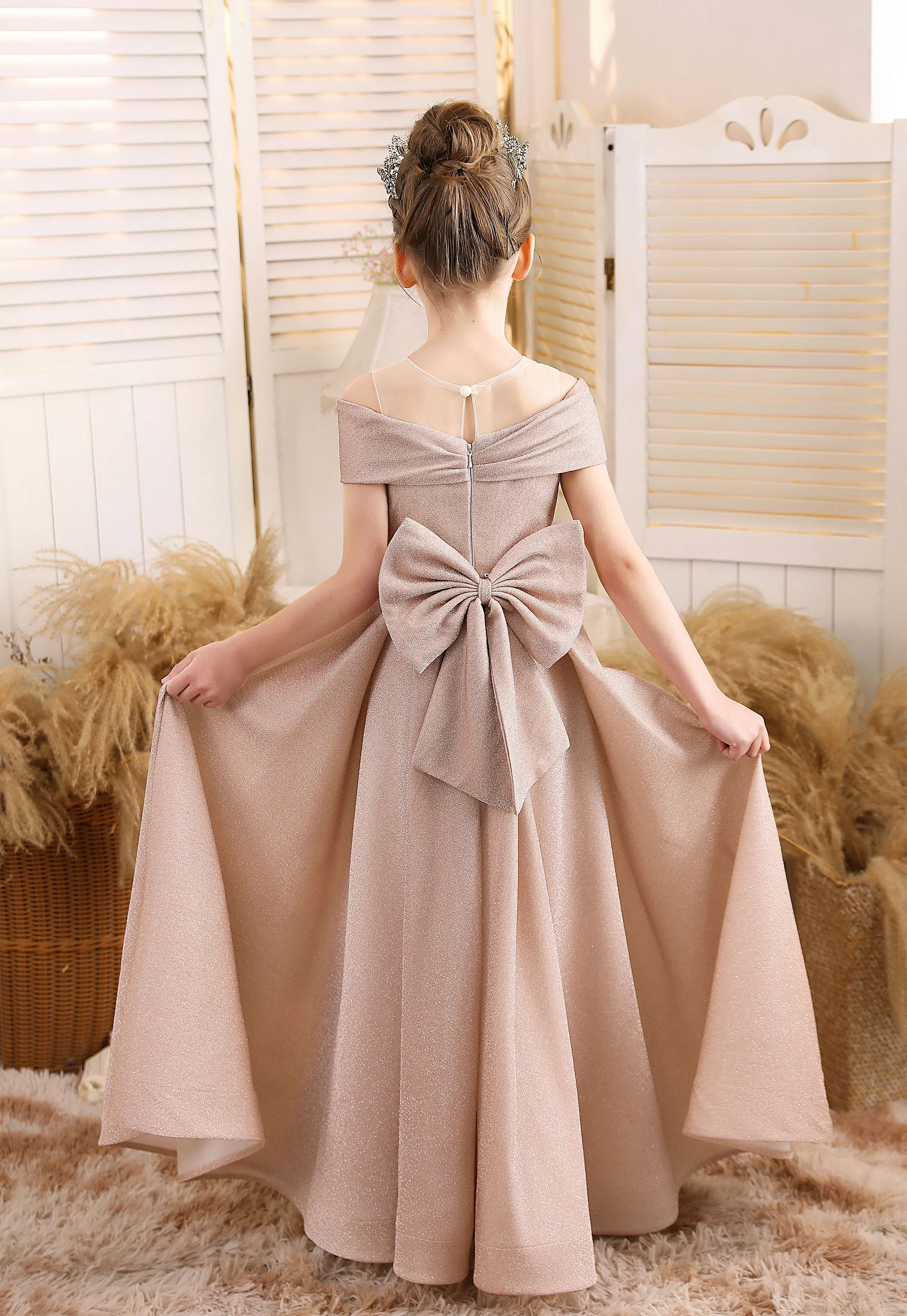 A-line Scoop Floor-Length Tulle/Sequin Flower Girl Dress