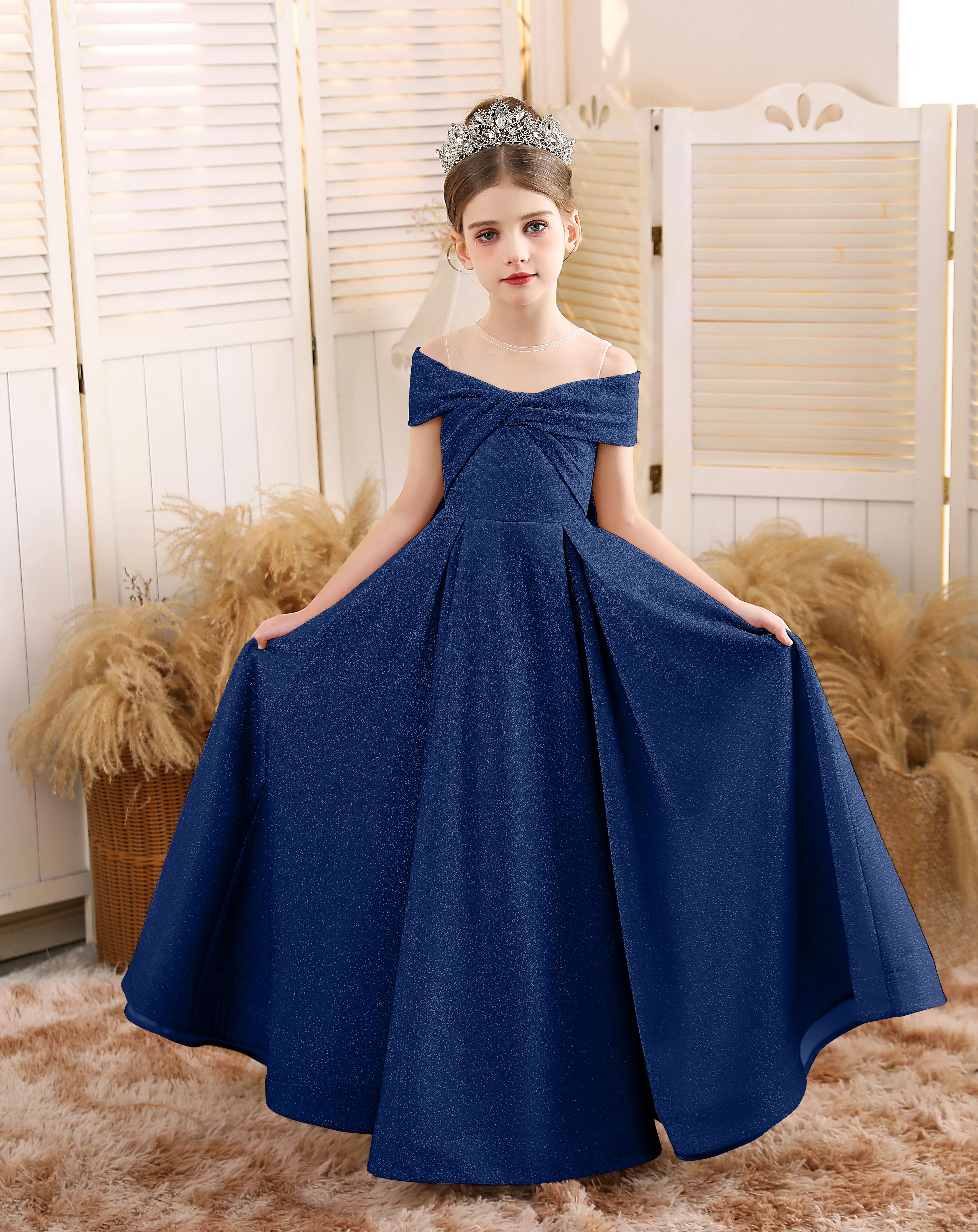 A-line Scoop Floor-Length Tulle/Sequin Flower Girl Dress
