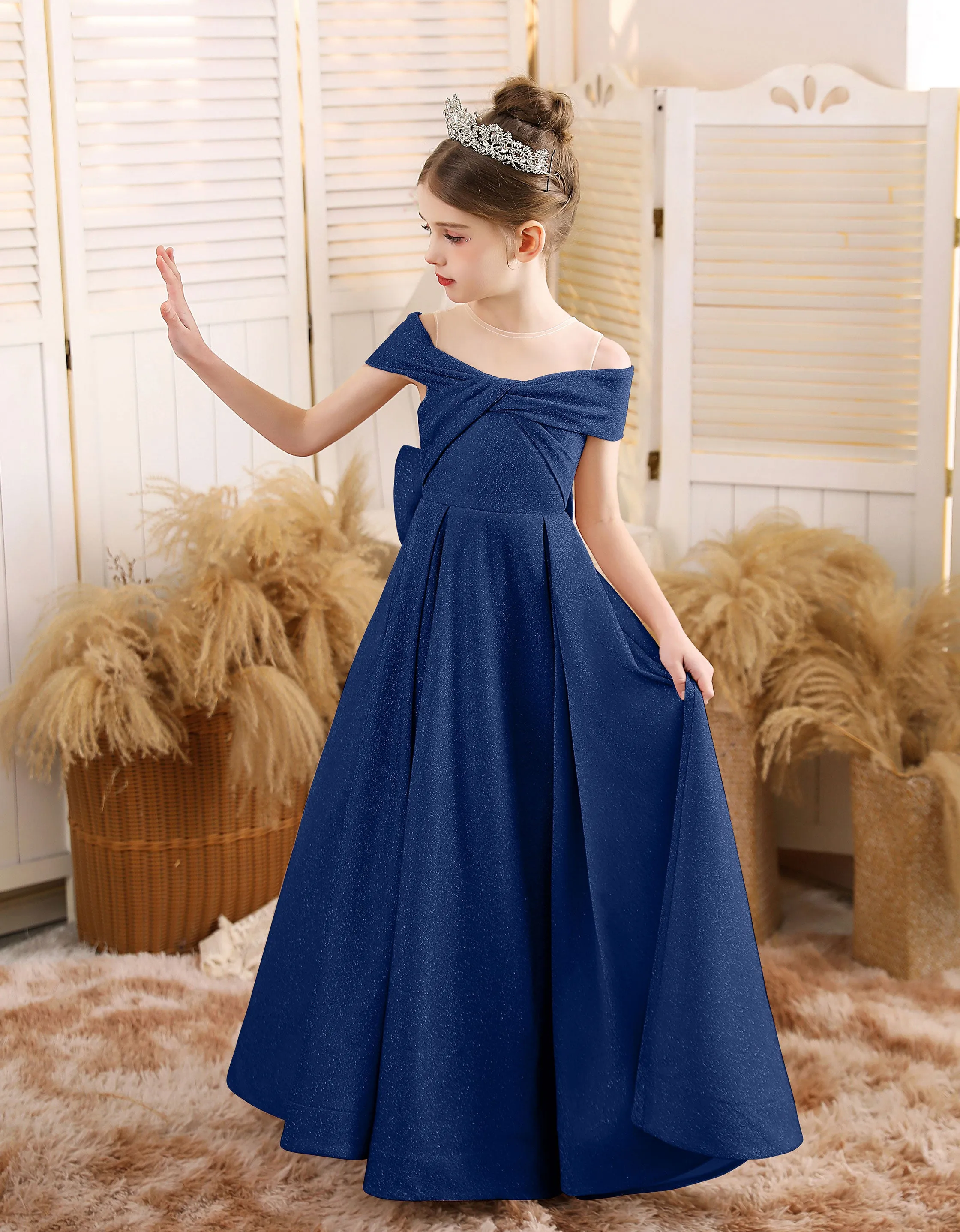 A-line Scoop Floor-Length Tulle/Sequin Flower Girl Dress