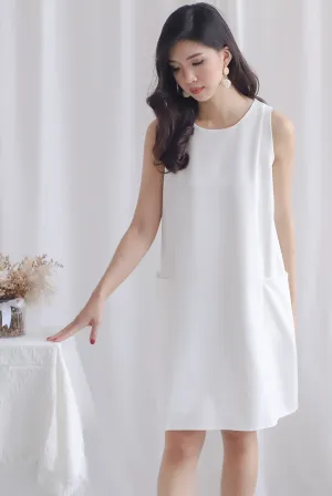 Aaleila Big Pockets Trapeze Dress In White