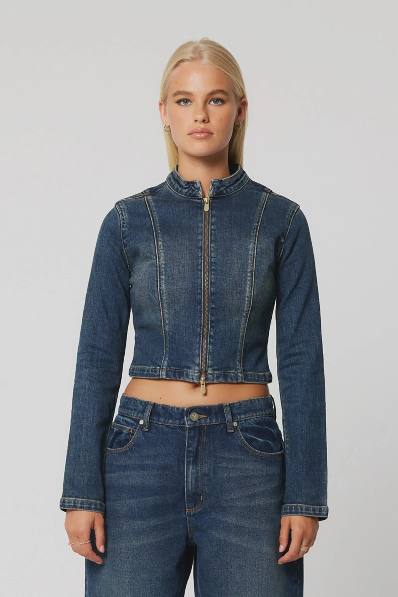 Abrand Devotion Denim Jacket - Cory - Tint Dark Blue