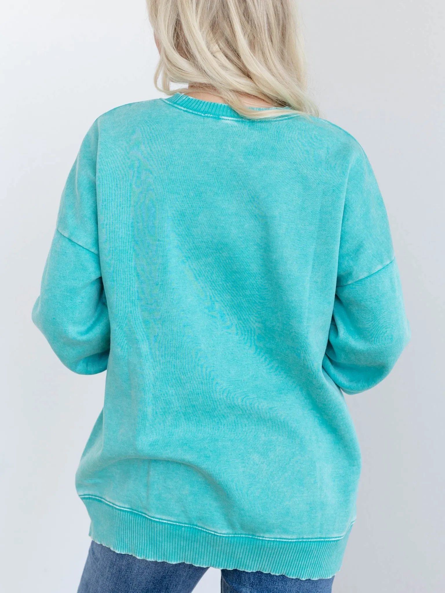 Acid Wash Hi-Low Hem Fleece Pullover