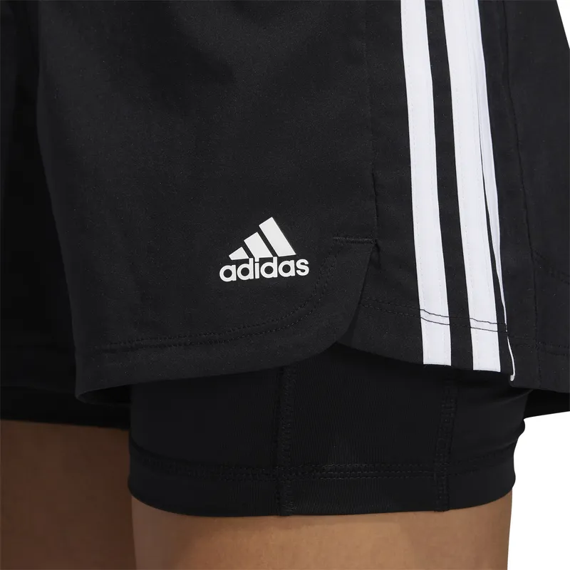 Adidas Womens Pacer 3-Stripe Woven Two-in-One Shorts