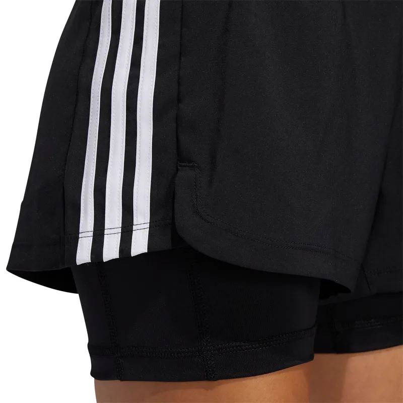 Adidas Womens Pacer 3-Stripe Woven Two-in-One Shorts