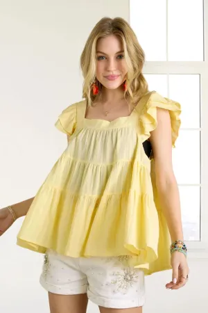 ADORA Ruffle Sleeve Babydoll Tunic Top